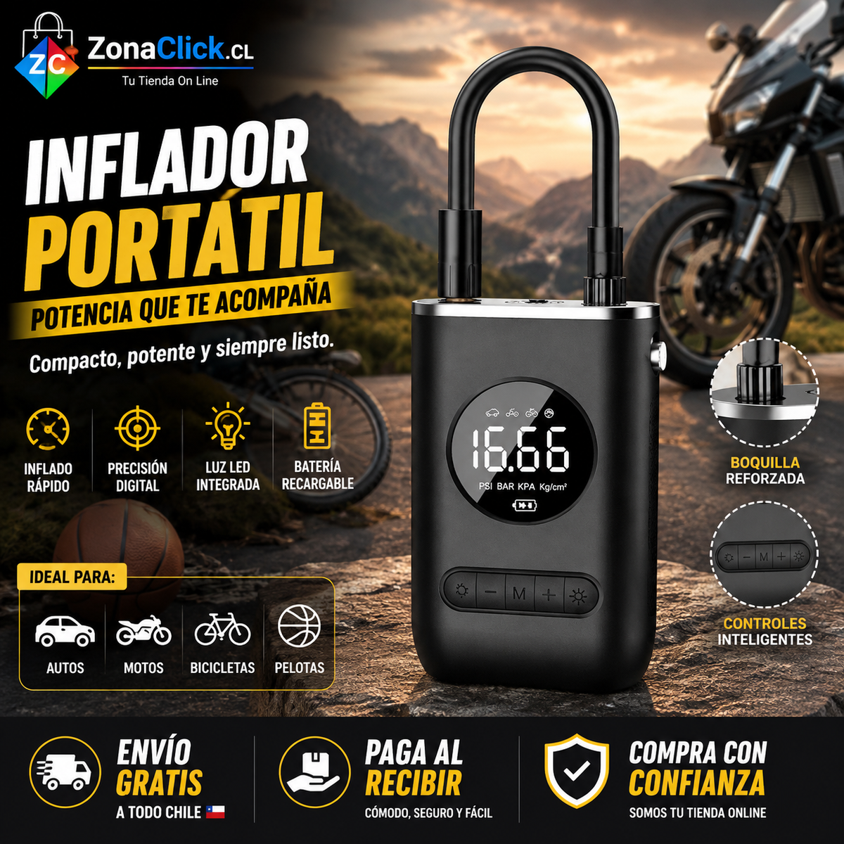 COMPRESOR DE AIRE PORTATIL 🚚ENVÍO GRATIS + PAGO AL RECIBIR🏠
