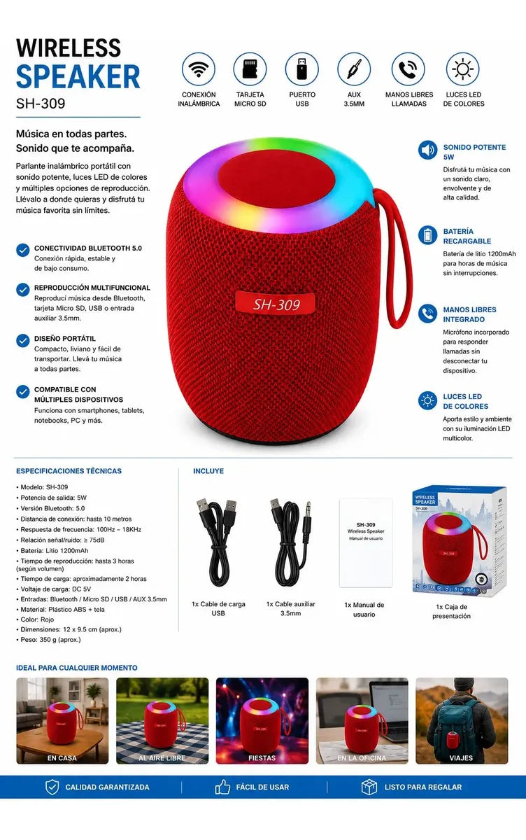 Parlante Portatil Wireless Speaker - ENVÍO GRATIS