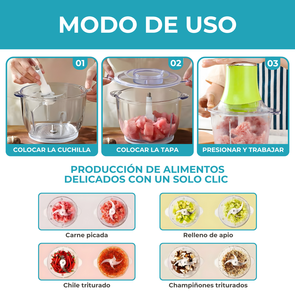 🔪Picadora Eléctrica con capacidad 1,8 Litros + 🚚 ENVIO GRATIS + PAGA AL RECIBIR 🏠