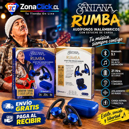 🎶Santana Rumba Auriculares Bluetooth 5.1 🚚ENVÍO GRATIS + PAGO AL RECIBIR🏠