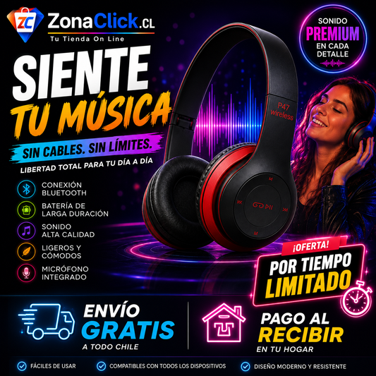 🎵Audífonos Bluetooth Inalámbricos P47 + 🚚 ENVÍO GRATIS + PAGA AL RECIBIR 🏠