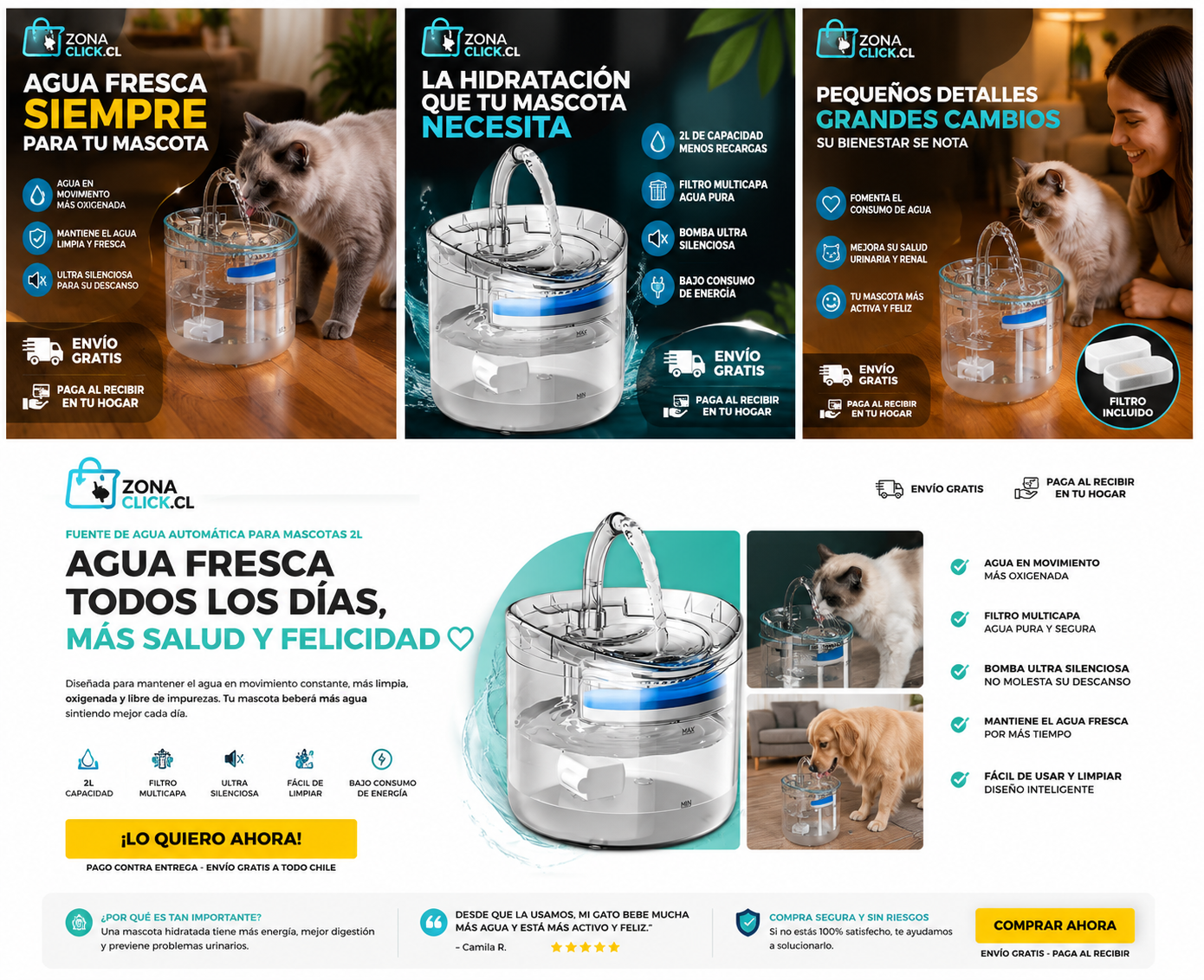 🐾 BEBEDERO MASCOTAS TRANSPARENTES +🚚 ENVÍO GRATIS + PAGA AL RECIBIR🏠