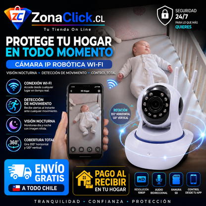Cámara IP Robótica de Seguridad Wi-Fi Visión Nocturna + ENVÍO GRATIS + PAGA AL RECIBIR