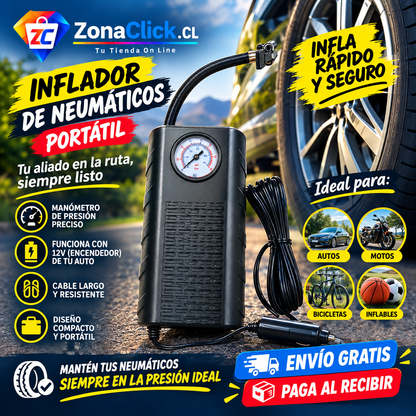 Mini Inflador de Auto, Bicicletas y Balones Portátil 🚚ENVÍO GRATIS + PAGA AL RECIBIR🏠