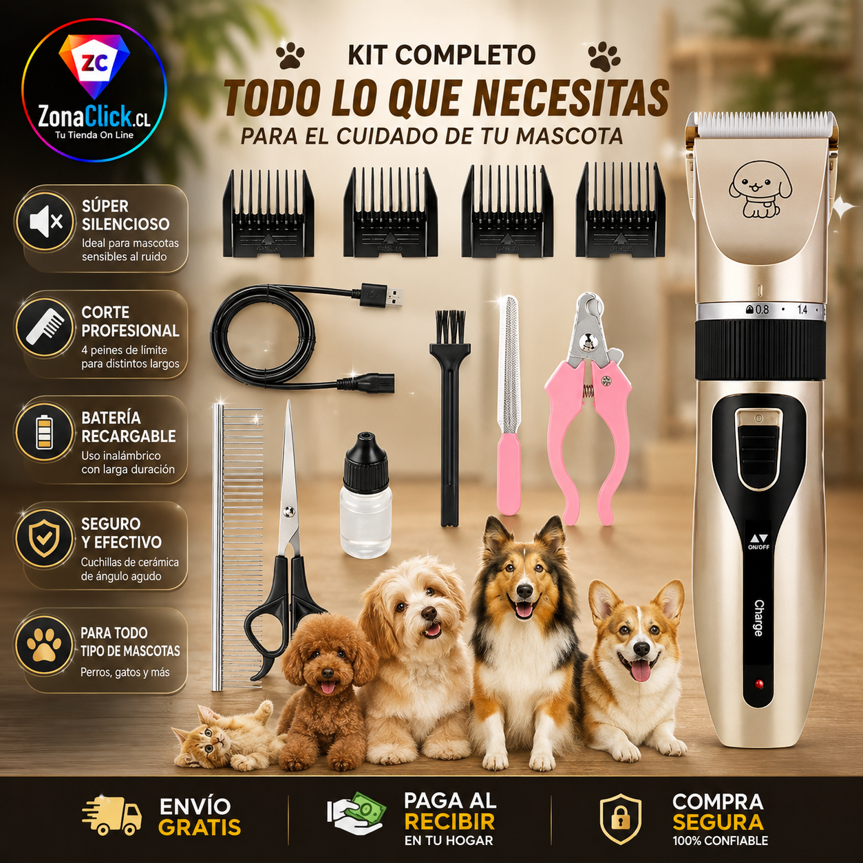 🐾Set Maquina de Aseo para Perros y Gatos 🐾 + ENVÍO GRATIS + PAGA AL RECIBIR🏠