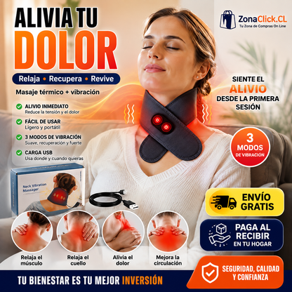 Masajeador Térmico De Cuello 2 en 1 Vibración y Terapia Calor + ENVÍO GRATIS