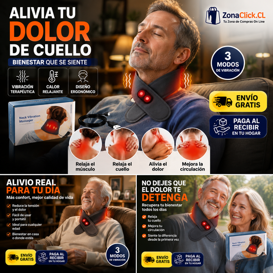 Masajeador Térmico De Cuello 2 en 1 Vibración y Terapia Calor + ENVÍO GRATIS