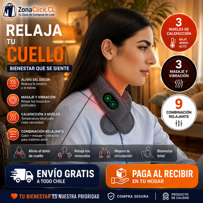 Masajeador Térmico De Cuello 2 en 1 Vibración y Terapia Calor + ENVÍO GRATIS