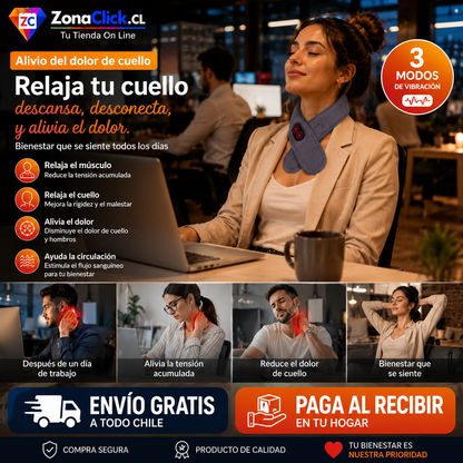 Masajeador Térmico De Cuello 2 en 1 Vibración y Terapia Calor + ENVÍO GRATIS
