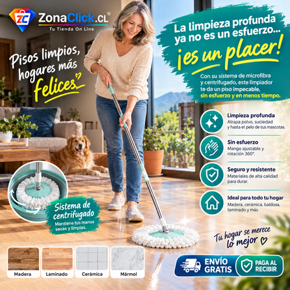 🧹Trapeador 360 Reforzado Con Una Mopa 🚚ENVÍO GRATIS + PAGA AL RECIBIR🏠