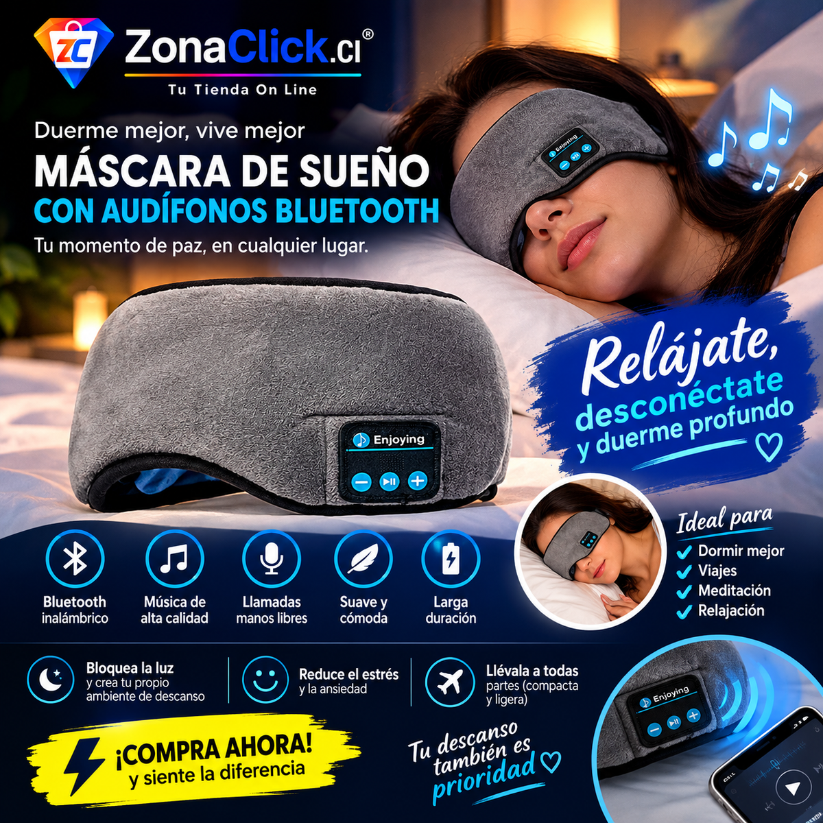DreamSound™ Antifaz Para Dormir con Audio Bluetooth Recargable ENVÍO GRATIS🏠