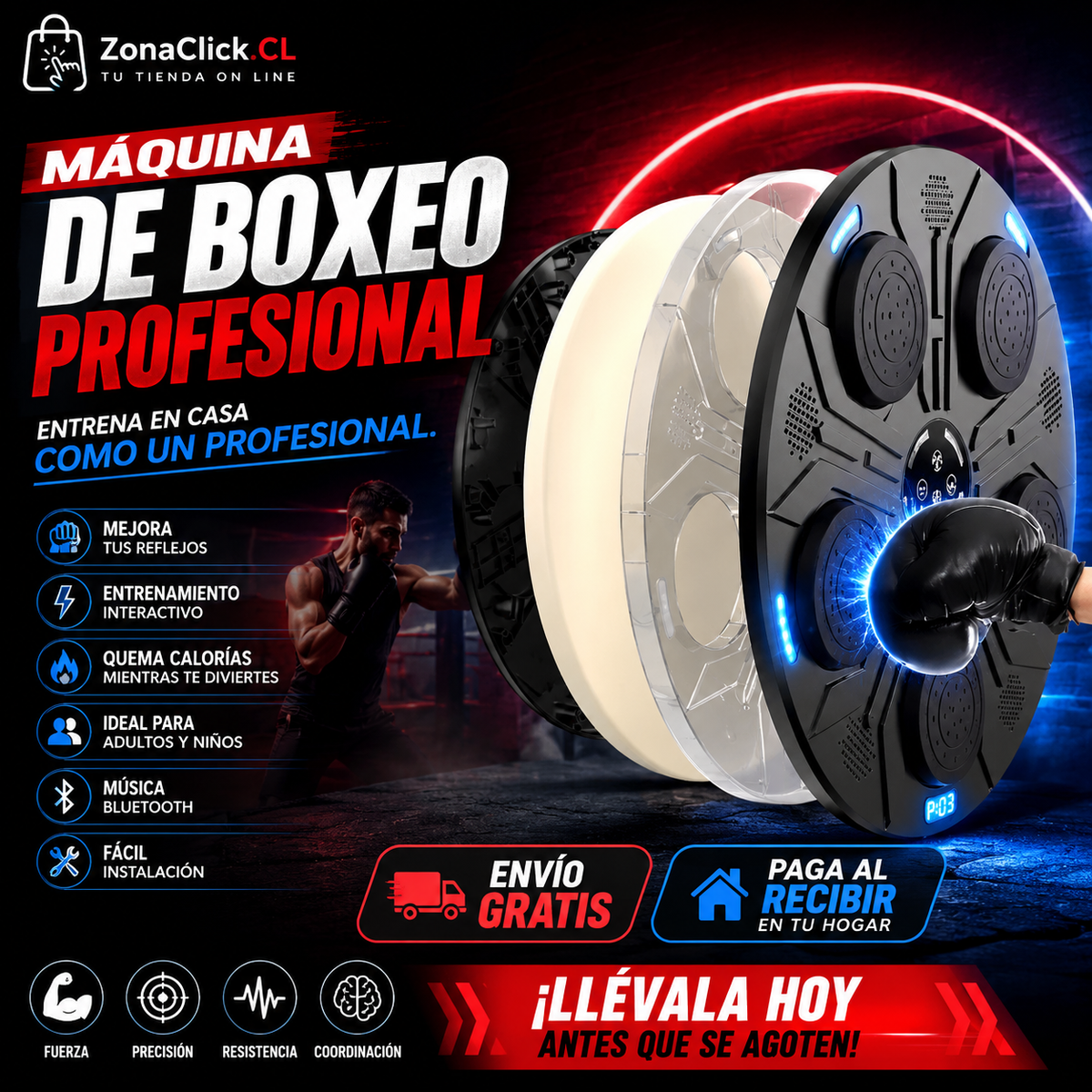 🥊POWERBOX PRO™ Maquina Boxeo Musical Entrenamiento Pro