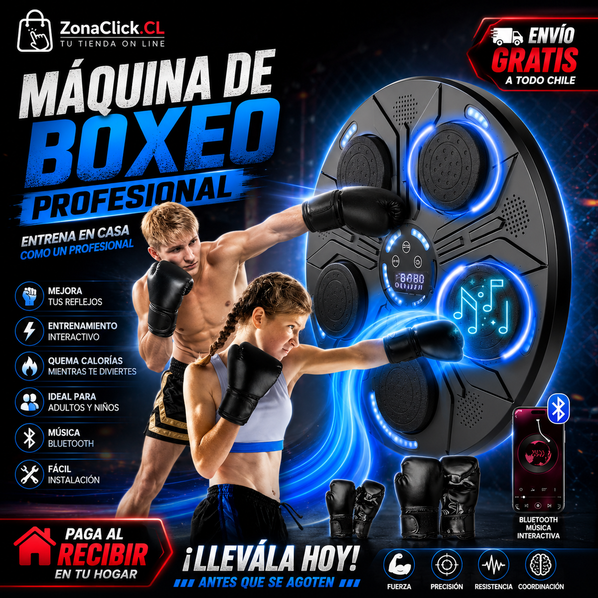 🥊POWERBOX PRO™ Maquina Boxeo Musical Entrenamiento Pro