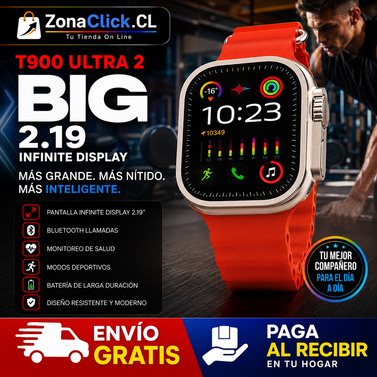 RELOJ SMARTWATCH T900 ULTRA BIG (HOMBRE) + ENVÍO GRATIS + PAGA AL RECIBIR
