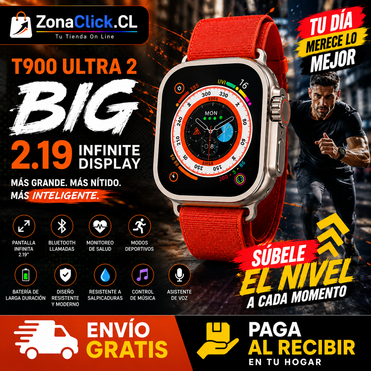 RELOJ SMARTWATCH T900 ULTRA BIG (HOMBRE) + ENVÍO GRATIS + PAGA AL RECIBIR