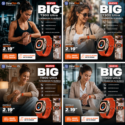 RELOJ SMARTWATCH T900 ULTRA BIG (MUJER) + ENVÍO GRATIS + PAGA AL RECIBIR