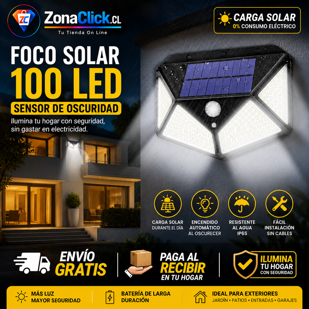 PACK 2 💡Focos Solares ☀️ Premium con Sensor + ENVÍO GRATIS + PAGA AL RECIBIR📦