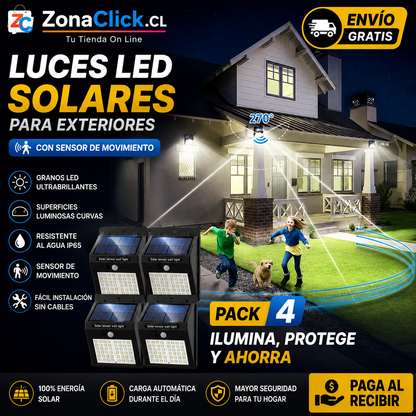 Pack 4 - Luces LED Solares para Exteriores + ENVÍO GRATIS + PAGA AL RECIBIR🏡