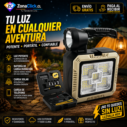 Linterna Carga Solar Kit Herramientas ENVÍO GRATIS + PAGA AL RECIBIR