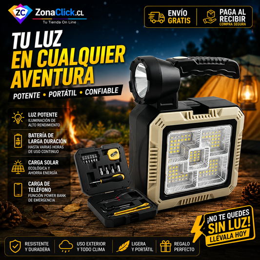 Linterna Carga Solar Kit Herramientas ENVÍO GRATIS + PAGA AL RECIBIR
