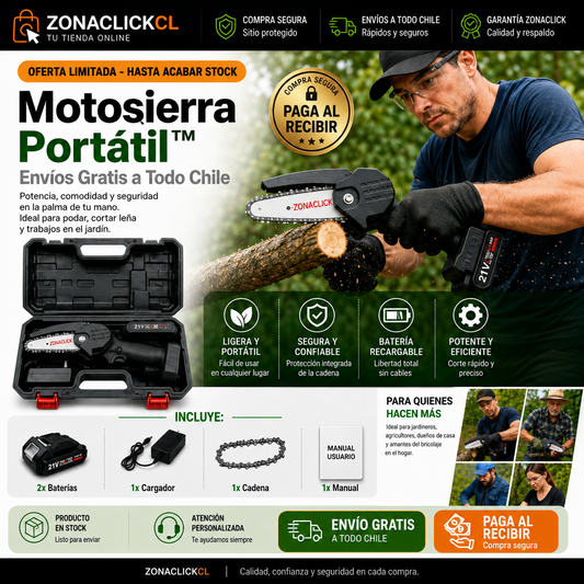 Kit Mini Motosierra Inalámbrica 48v 2 Baterías + ENVÍO GRATIS