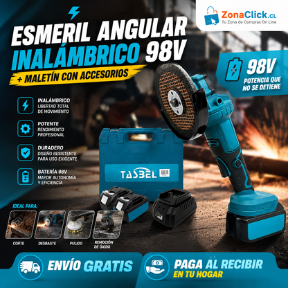 Esmeril Angular Inalámbrico 98V + Maletín con Accesorios - ENVÍO GRATIS + PAGA AL RECIBIR