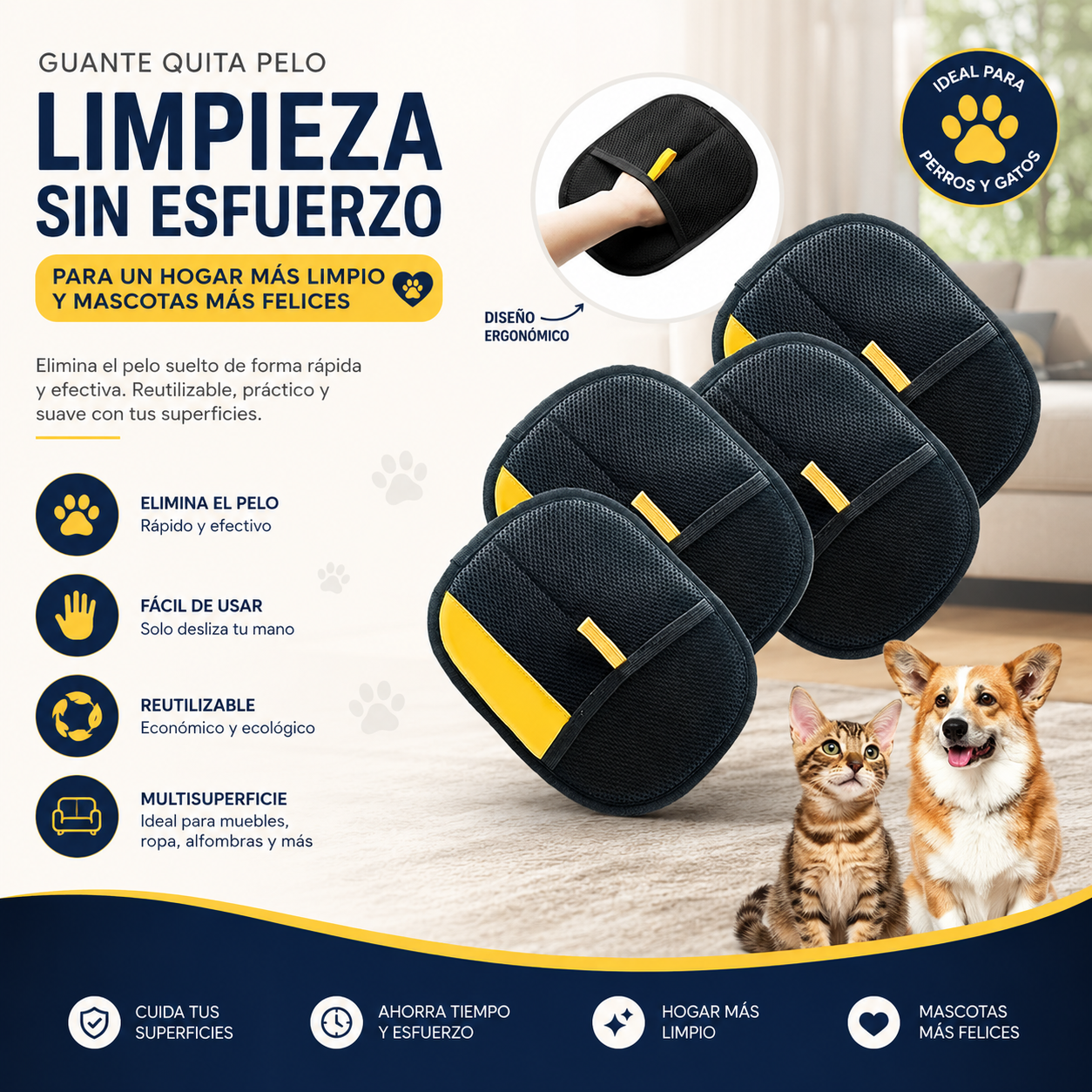 🐾Guante Removedor de Pelo Mascotas🐾 + ENVÍO GRATIS + PAGA AL RECIBIR ✨
