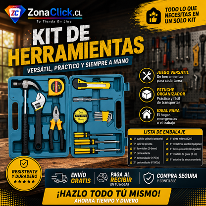🛠️ Set Caja Herramientas Manuales 🧰 + ENVIO GRATIS + PAGA AL RECIBIR 🏠