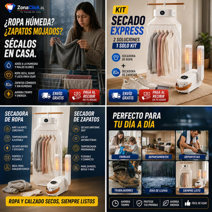 🌦️KIT SECADO EXPRESS: Secadora Ropa + Secadora Zapatillas 🚚ENVÍO GRATIS - PAGA AL RECIBIR🏡