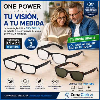 Pack 3 👓- One Power Readers Lentes Multifocal + ENVÍO GRATIS + PAGA AL RECIBIR🏡