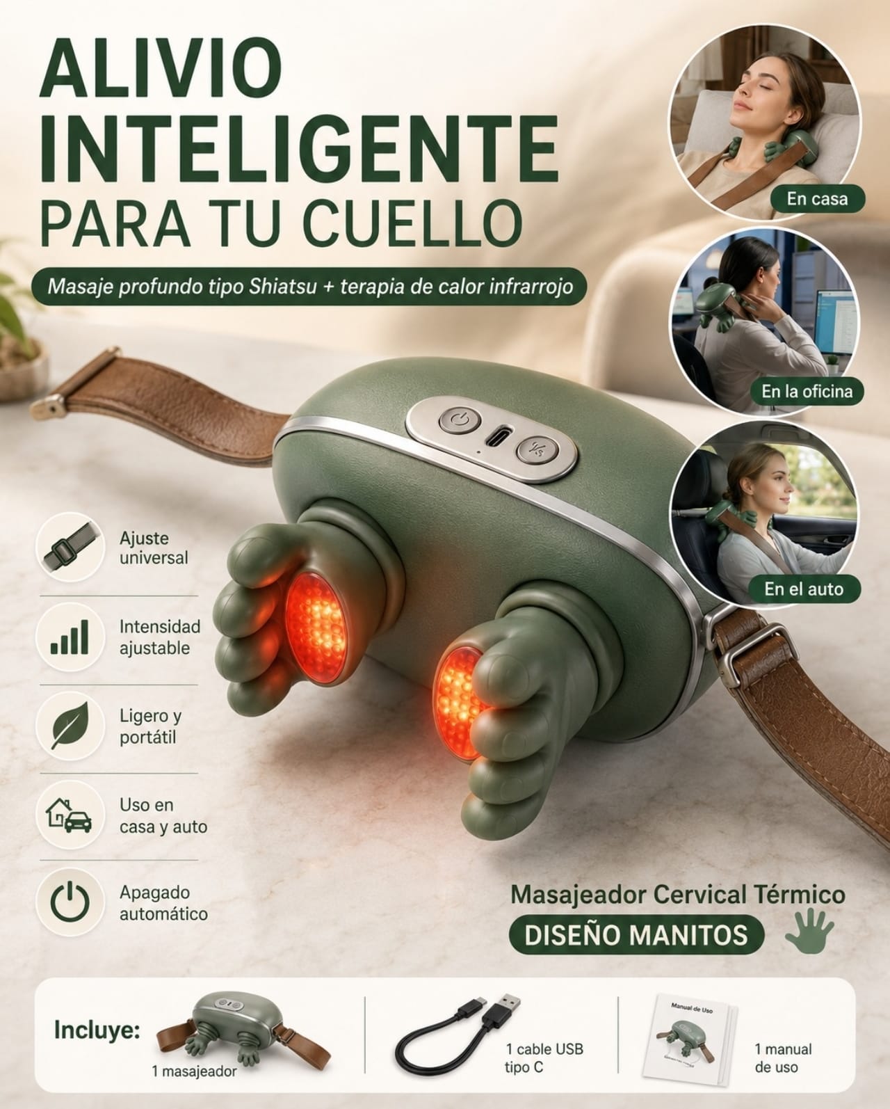 Masajeador Eléctrico Portátil de Dedos con Calor y Vibración + ENVÍO GRATIS 🏡