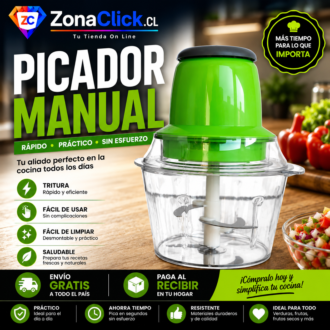 🔪Picadora Eléctrica con capacidad  1,8 Litros + 🚚 ENVIO GRATIS + PAGA AL RECIBIR 🏠