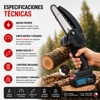 Kit Mini Motosierra Inalámbrica 48v 2 Baterías + ENVÍO GRATIS