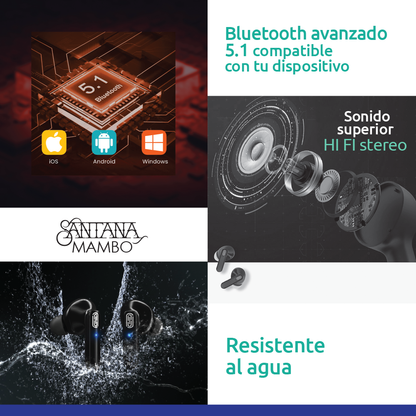 🎧Santana Mambo Auriculares Inalámbricos🎶🚚ENVÍO GRATIS + PAGA AL RECIBIR🏠