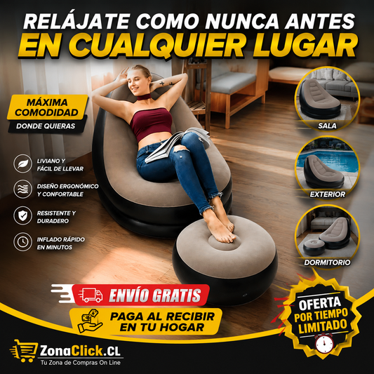 Sofá Inflable + Reposa Pies de Regalo + 🚚 ENVÍO GRATIS + PAGA AL RECIBIR 🏡