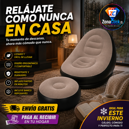 Sofá Inflable + Reposa Pies de Regalo + 🚚 ENVÍO GRATIS + PAGA AL RECIBIR 🏡