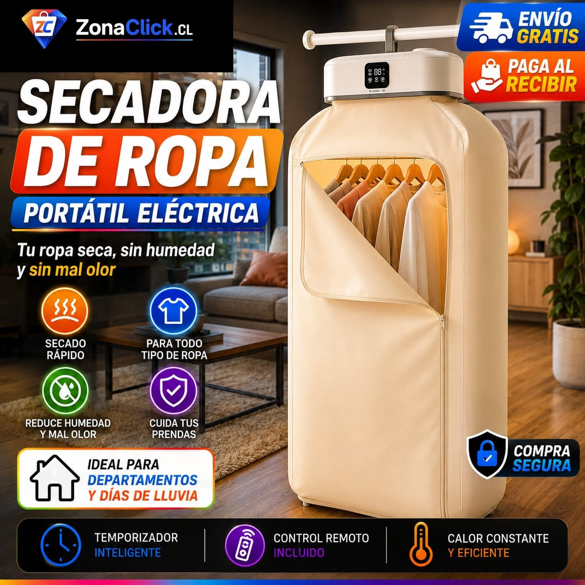 SECADORA DE ROPA PORTATIL 🚚 ENVÍO GRATIS + PAGA AL RECIBIR 🏡