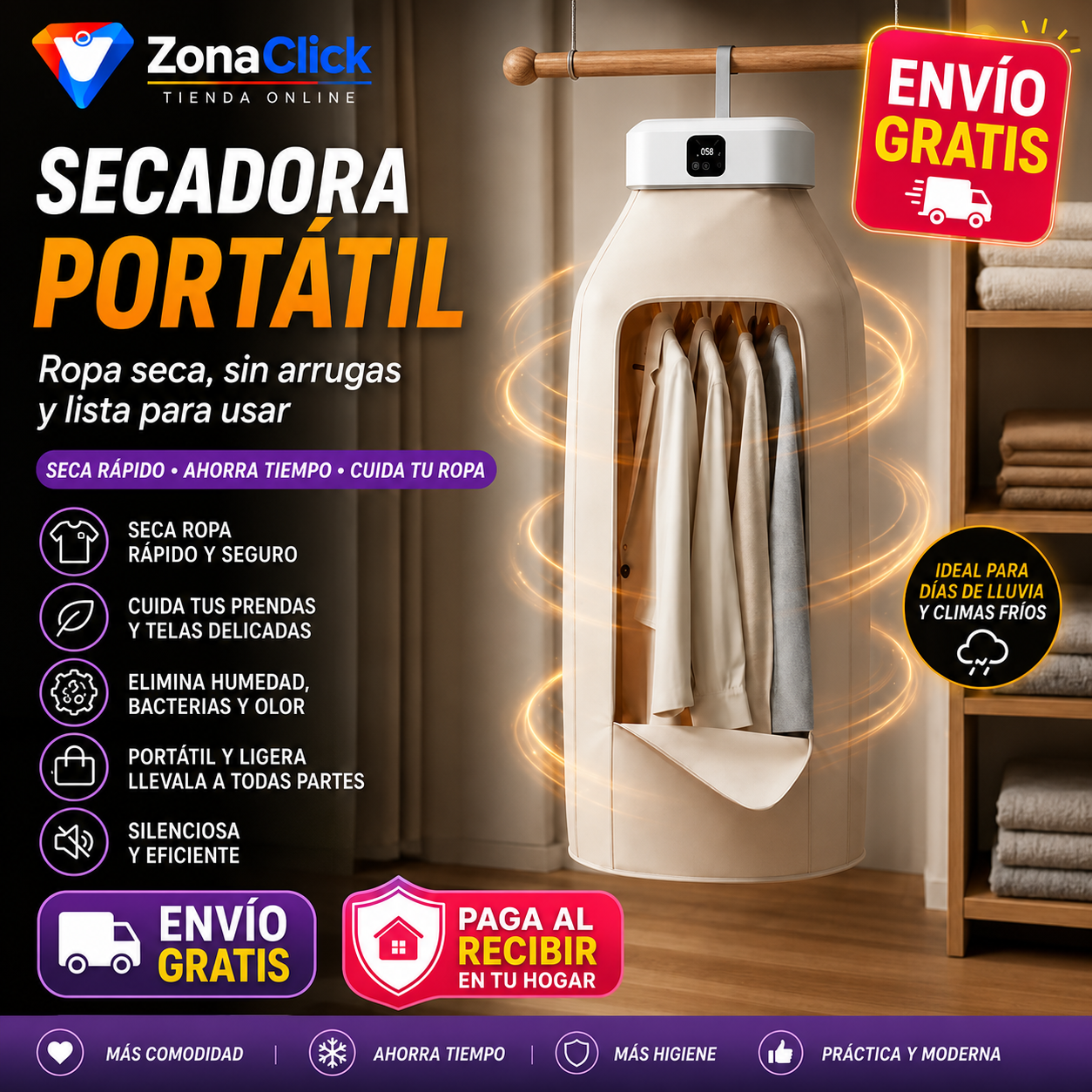 🌦️Kit Invierno:  1 Secadora Ropa + 1 Secadora Zapatillas - 🚚ENVÍO GRATIS - PAGA AL RECIBIR🏡