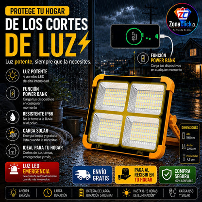 Foco de Emergencia LED Solar Recargable + ENVÍO GRATIS + PAGA AL RECIBIR
