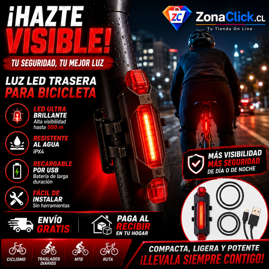 🚴♂️ LUZ LED TRASERA PARA BICICLETA RECARGABLE + ENVIO GRATIS🏡