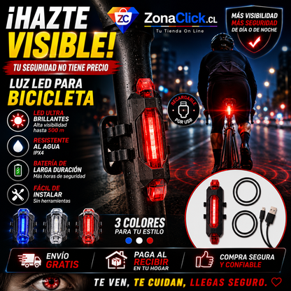 🚴♂️ LUZ LED TRASERA PARA BICICLETA RECARGABLE + ENVIO GRATIS🏡