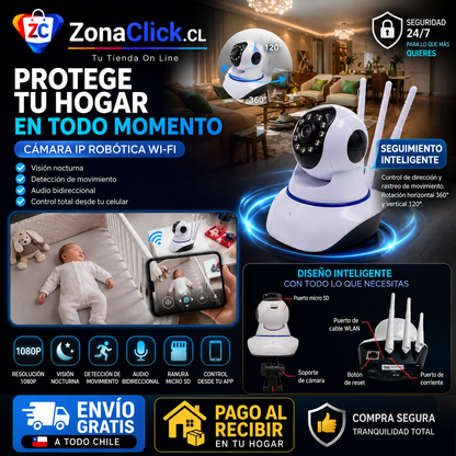 Cámara IP Robótica de Seguridad Wi-Fi Visión Nocturna + ENVÍO GRATIS + PAGA AL RECIBIR