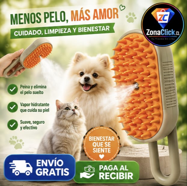 🐶🐱Cepillo a Vapor + GUANTE QUITAPELOS DE REGALO + ENVIO GRATIS + PAGA AL RECIBIR🏡