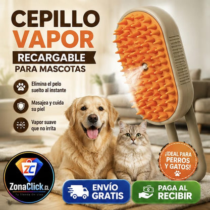 🐶🐱Cepillo a Vapor + GUANTE QUITAPELOS DE REGALO + ENVIO GRATIS + PAGA AL RECIBIR🏡