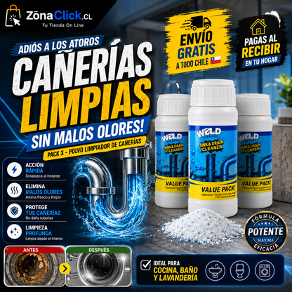 Pack 3 - Polvo Limpiador de Cañerías + ENVÍO GRATIS + PAGAS AL RECIBIR 🏠