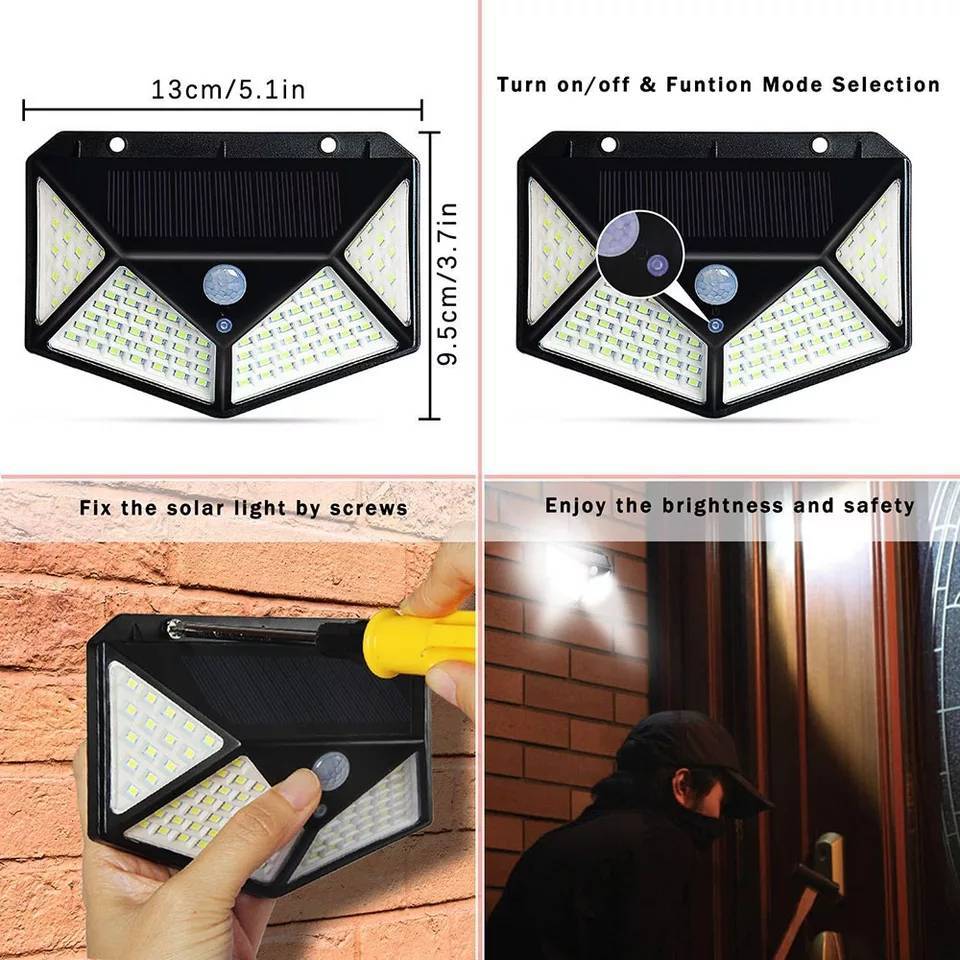 ☀️Foco Solar 100 Led Sensor Movimiento 🚶🏻‍➡️+ ENVÍO GRATIS + PAGA AL RECIBIR🏡