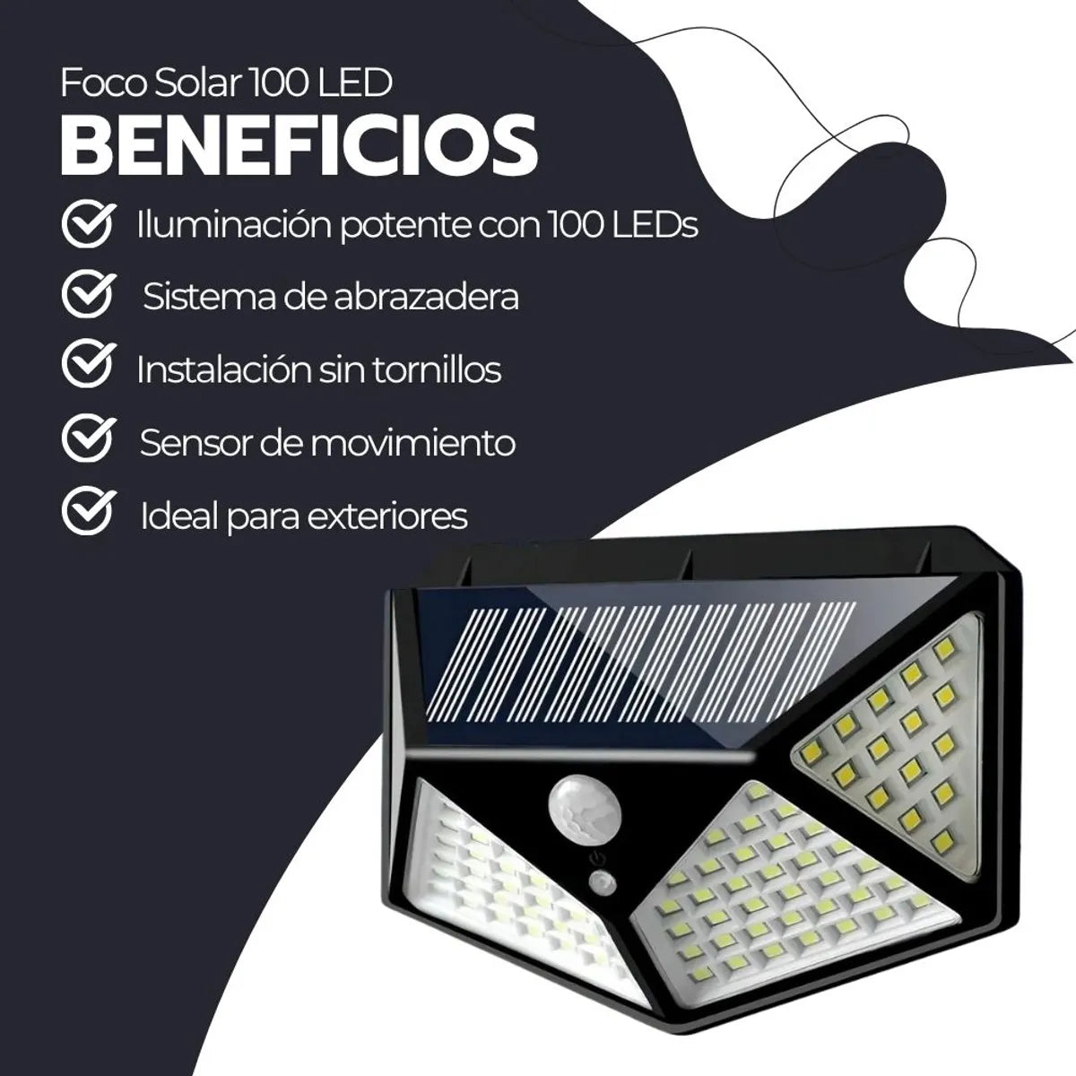 ☀️Foco Solar 100 Led Sensor Movimiento 🚶🏻‍➡️+ ENVÍO GRATIS + PAGA AL RECIBIR🏡