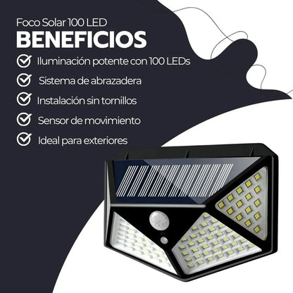 ☀️Foco Solar 100 Led Sensor Movimiento 🚶🏻‍➡️+ ENVÍO GRATIS + PAGA AL RECIBIR🏡