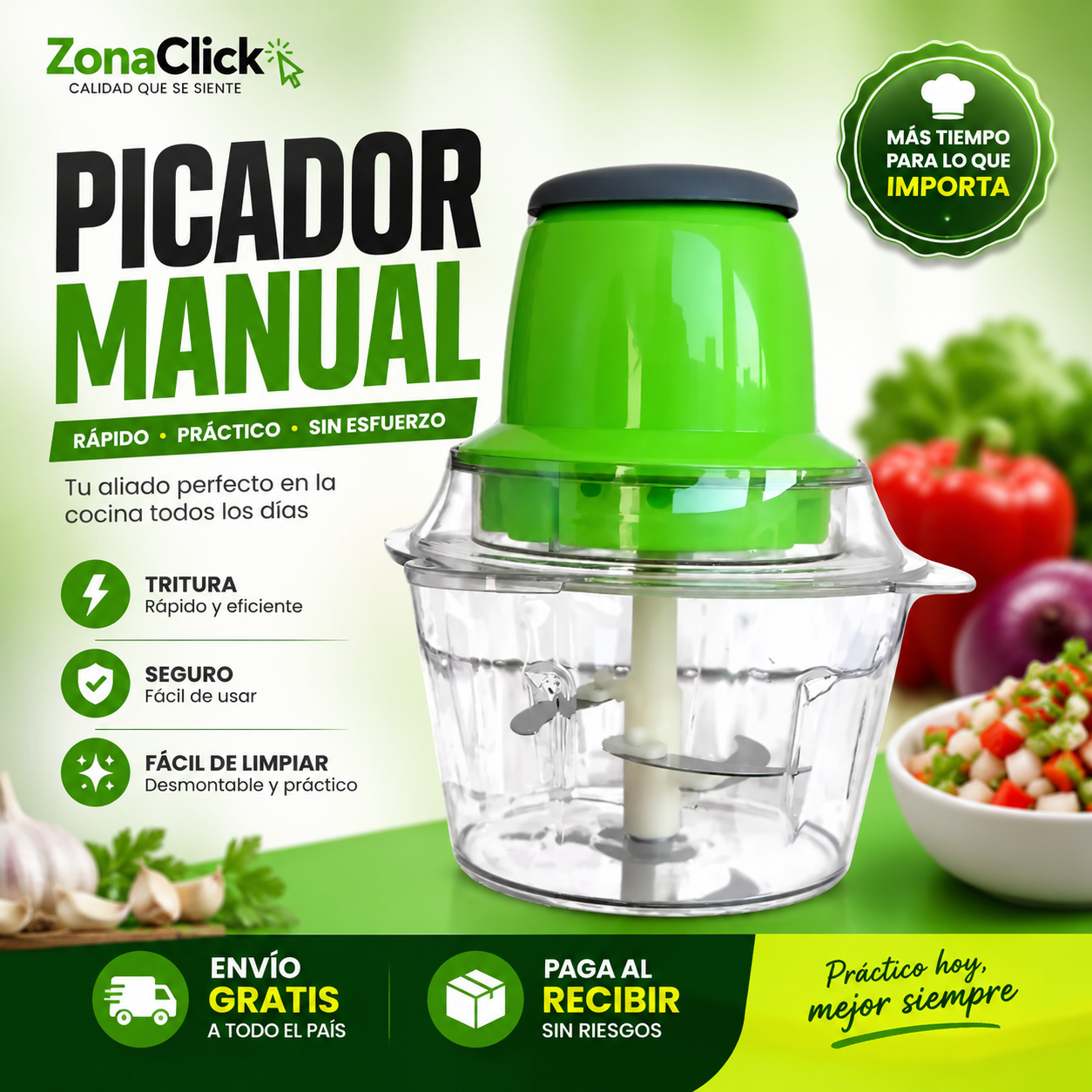 🔪Picadora Eléctrica con capacidad  1,8 Litros + 🚚 ENVIO GRATIS + PAGA AL RECIBIR 🏠