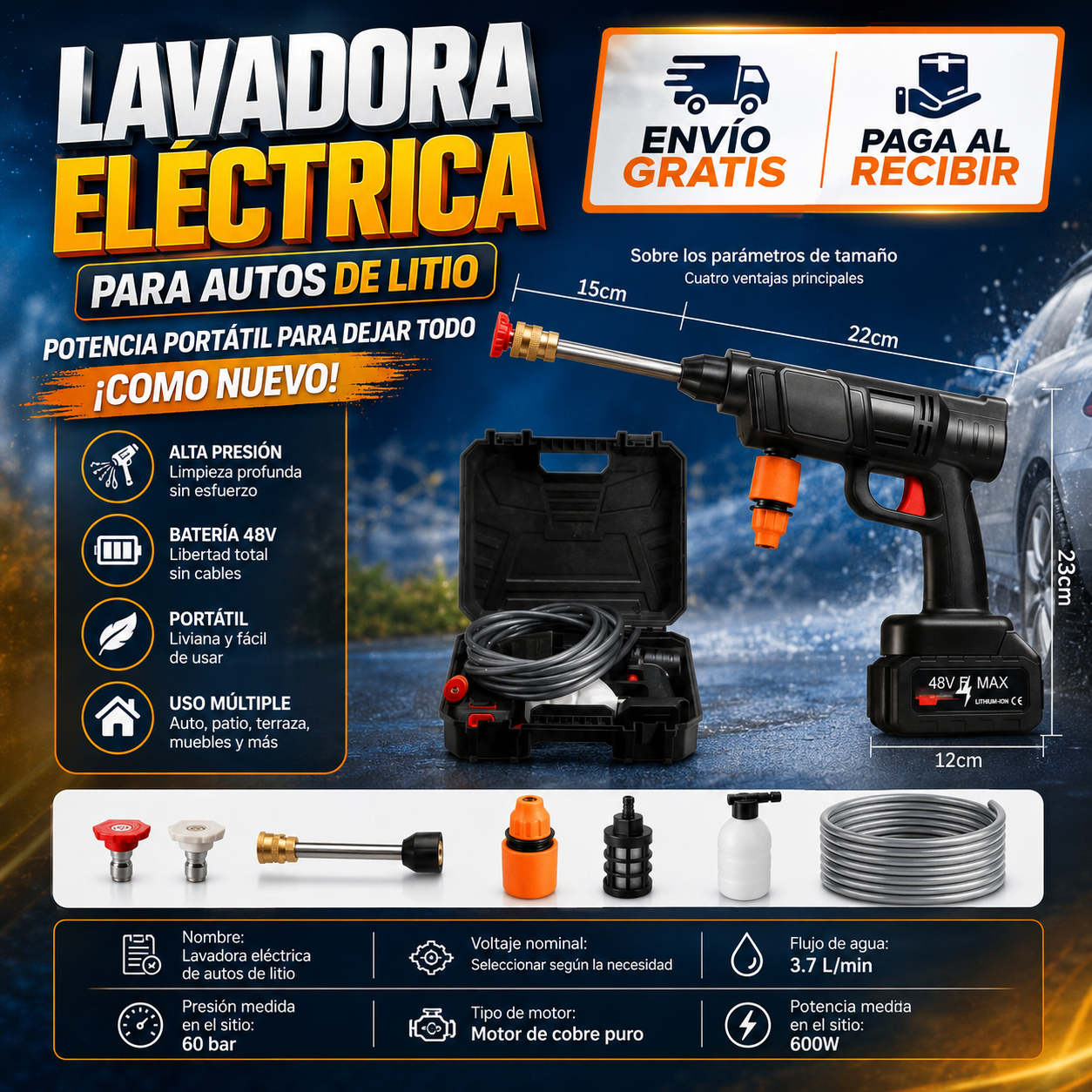Kit de Limpieza 2 en 1: Hidrolavadora + Aspiradora Portátil - ENVÍO GRATIS